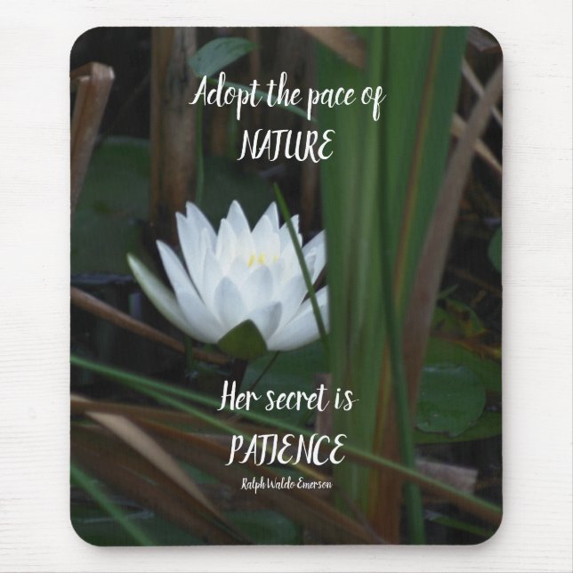 Patience Emerson Inspirational Quote Lotus  Mouse Mat (Front)