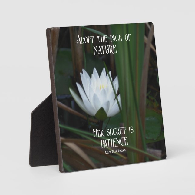 Patience Emerson Inspirational Quote Lotus Plaque (Front)
