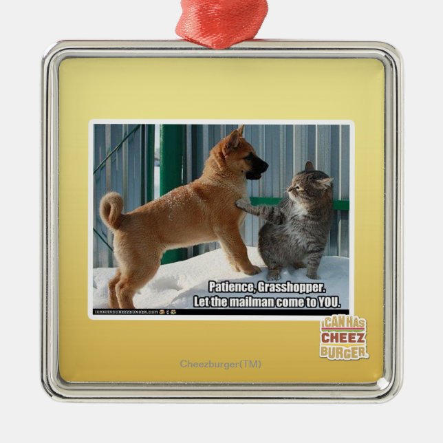 Patience, Grasshopper. Metal Tree Decoration (Front)