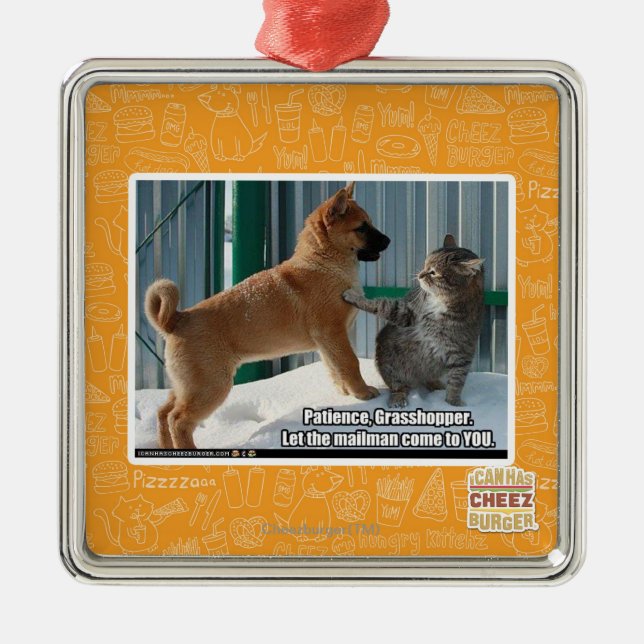 Patience, Grasshopper. Metal Tree Decoration (Front)