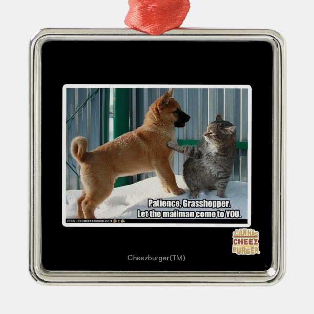 Patience, Grasshopper. Metal Tree Decoration (Front)