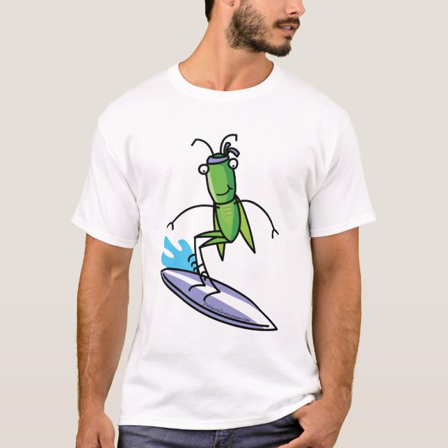 Patience, Grasshopper Surfing T Shirt (Front)
