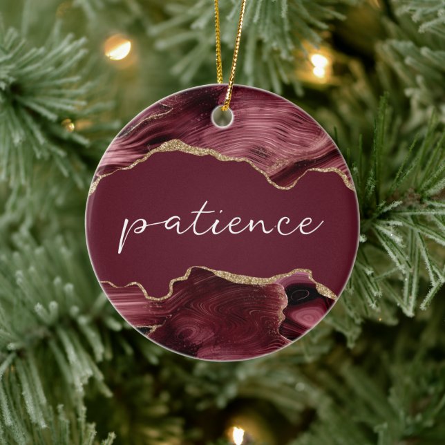 Patience Inspirational Word Burgundy Red Agate Ceramic Tree Decoration (Tree)