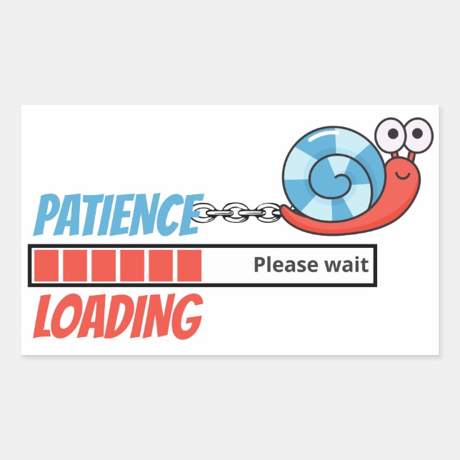 Patience Loading Funny Snail Personalised Gift Rectangular Sticker (Front)