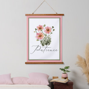 Patience pink watercolor floral hanging tapestry