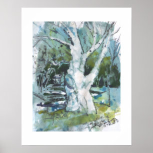 Patience Tree Painting / Artist Larry Lerew Poster