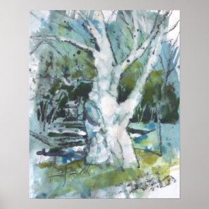 Patience Tree Painting / Artist Larry Lerew Poster