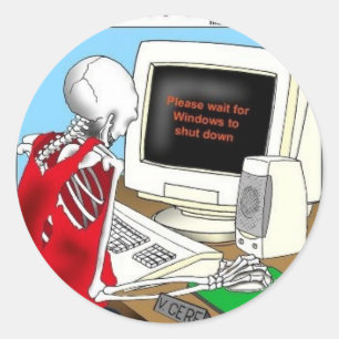 Patience W/ Computer Funny Gifts Tees Collectibles Classic Round Sticker