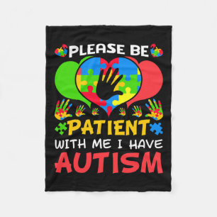 Patient Me Heart Colourful Puzzle I Have Autism Aw Fleece Blanket