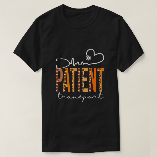 Patient Transport Leopard Heartbeat T-Shirt (Design Front)