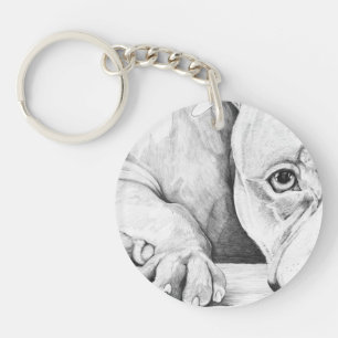 Patiently Waiting (heart pitbulls) Key Ring