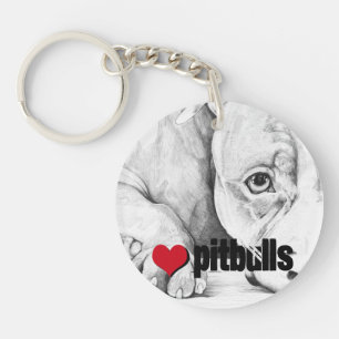 Patiently Waiting (heart pitbulls) Key Ring