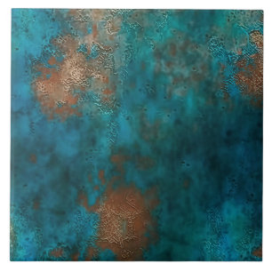 Patina Copper Turquoise Rust Tile