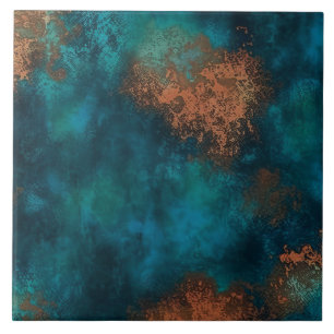 Patina Copper Turquoise Rust Tile