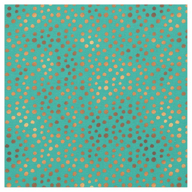 Patina Polka Dot Teal Turquoise Copper Metallic Fabric (Close Up)