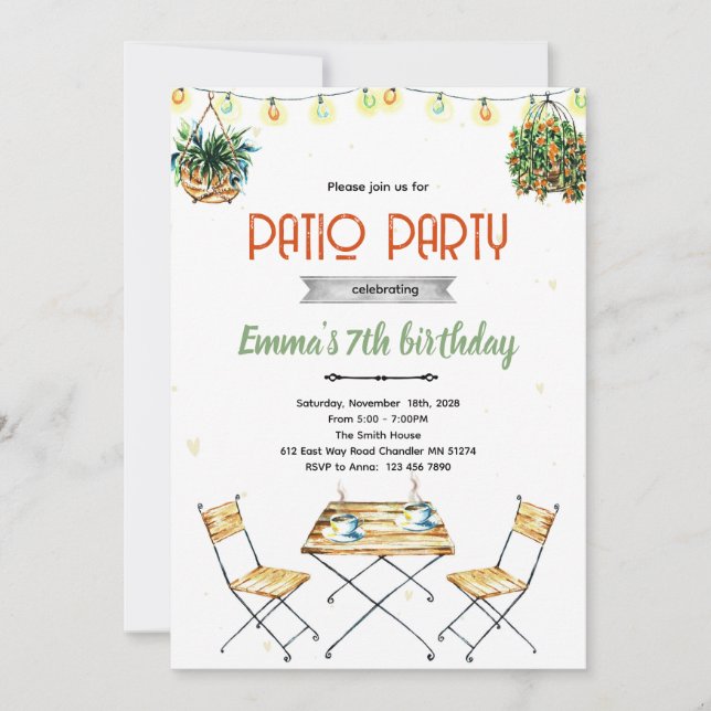 Patio party Invitation (Front)