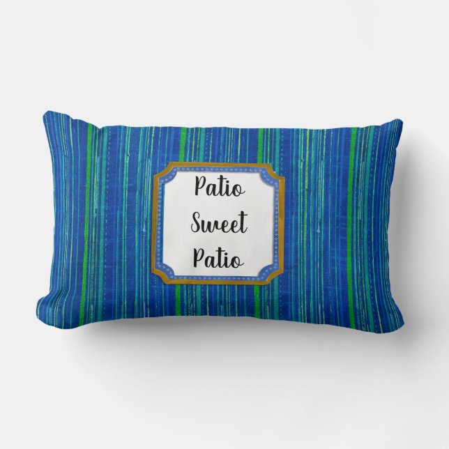 Patio Sweet Patio Blue Green Stripe Customisable Lumbar Cushion (Front)