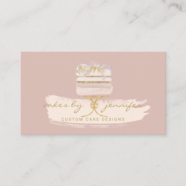 Patisserie Cake Bakery Pastry Gold Business Card (Front)