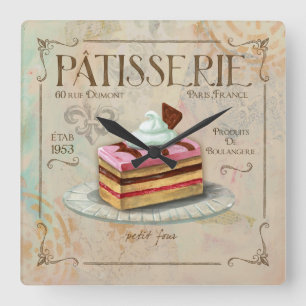 Patisserie Clock, Petit Four Square Wall Clock