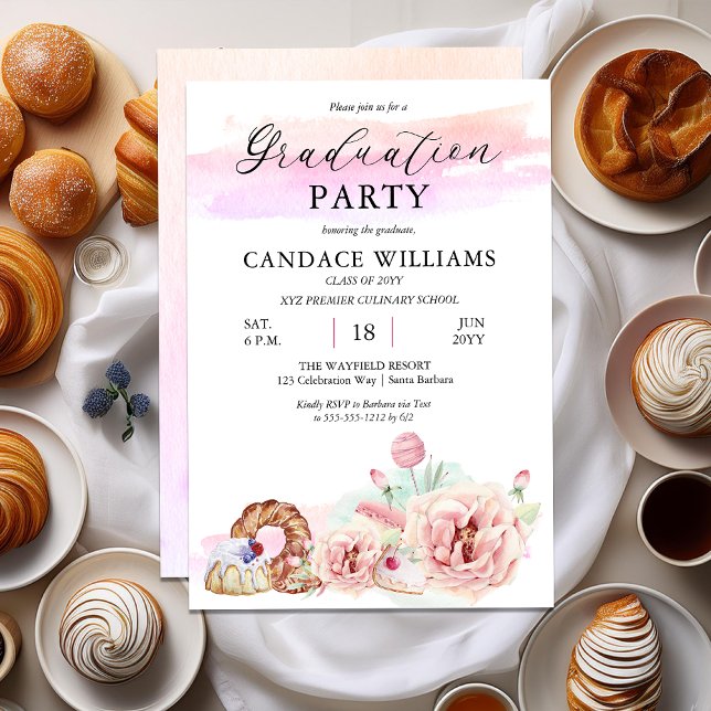 Patisserie Culinary School Graduation Party  Invitation (Patisserie Culinary School Graduation Party Invitation for Print and/or Digital Download)