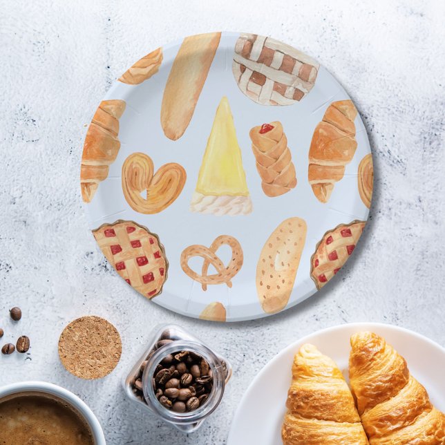 Patisserie French Bakery Pastry Bread Food Art Paper Plate (In situ)