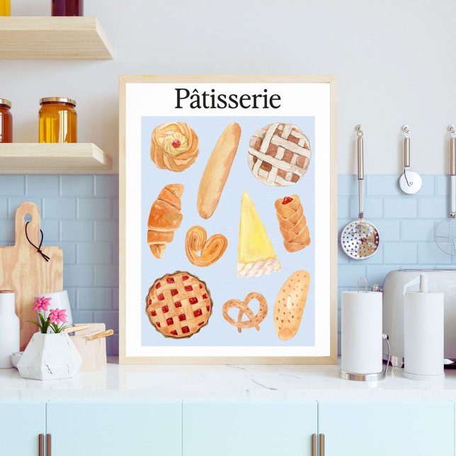 Patisserie French Bakery Pastry Bread Food Art Poster (In situ)
