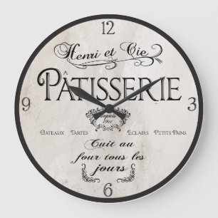 Patisserie French Clock, Antique White French Deco Large Clock