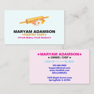 Patisserie Rolling Pin   Floral Bakery Logo Slogan Business Card