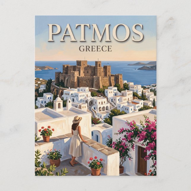Patmos Chora Greece Postcard (Front)