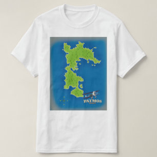 Patmos Greece island map T-Shirt