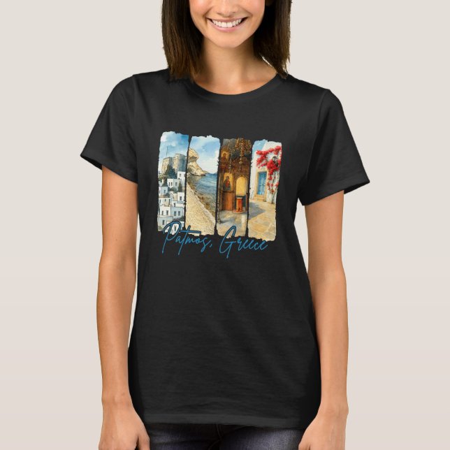 Patmos Greece Traveling Trip Brushstroke Souvenir  T-Shirt (Front)