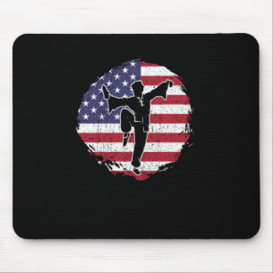 Patreotic Karate Kung Fu Fighter USA Flag Gift Mouse Mat