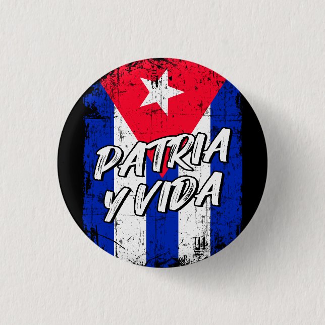 Patria Y Vida Viva Cuba Libre Cuban flag   3 Cm Round Badge (Front)