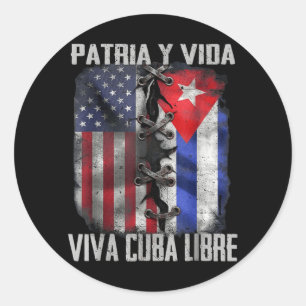 Patria Y Vida Viva Cuba Libre Patriotic Retro USA Classic Round Sticker