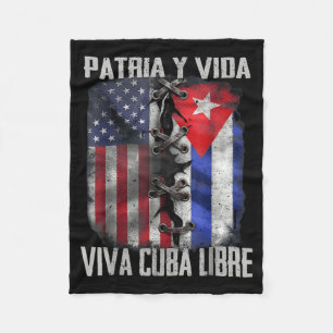 Patria Y Vida Viva Cuba Libre Patriotic Retro USA Fleece Blanket