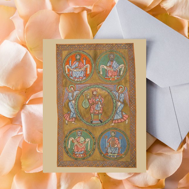 Patriarchs Abraham Isaac Jacob Mediaeval Manuscrip Postcard (Patriarchs Abraham Isaac Jacob Medieval Manuscript Crhistian Old Testament Postcard)