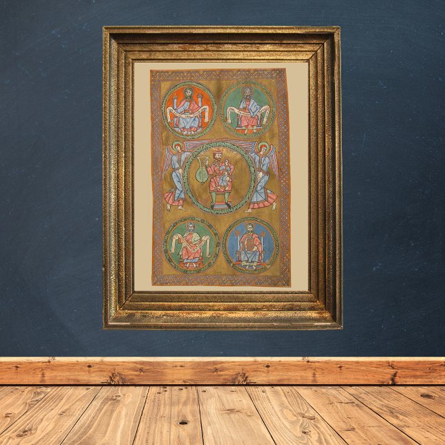 Patriarchs Abraham Isaac Jacob Mediaeval Manuscrip Poster (Patriarchs Abraham Isaac Jacob  - Catholic Christian Medieval Manuscript Poster)