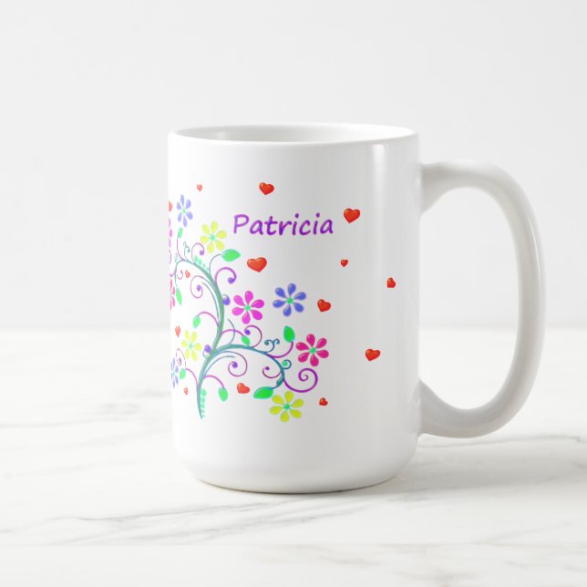 Patricia, Flowers, Hearts, Swirls - We *Heart* You Coffee Mug (Right)