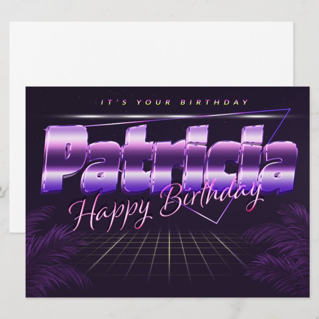Patricia Name First name lila retro card Birthday (Front/Back)