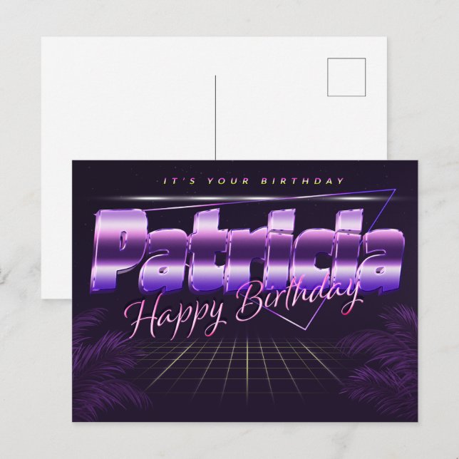 Patricia Name First name purple postcard birthday (Front/Back)