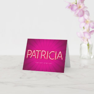 Patricia name in glowing neon lights card