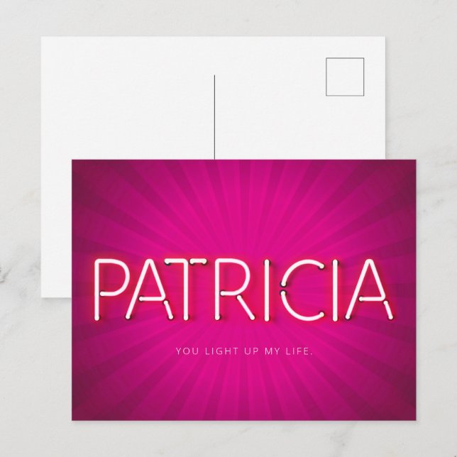 Patricia name in glowing neon lights postcard (Front/Back)