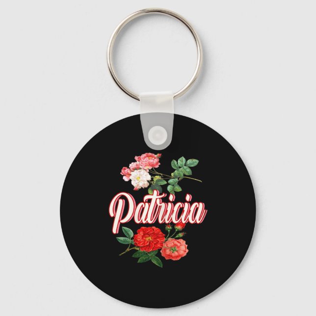 Patricia Name With Flowers  Key Ring (Front)