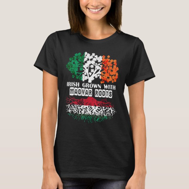 Patrick Day irish Ireland root Magyar Hungary Flag T-Shirt (Front)