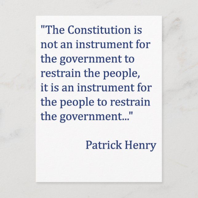 Patrick Henry Constitution Quote Postcard (Front)