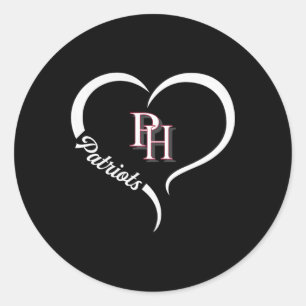 Patrick Henry Patriots Logo Half Heart Slogan Hs  Classic Round Sticker