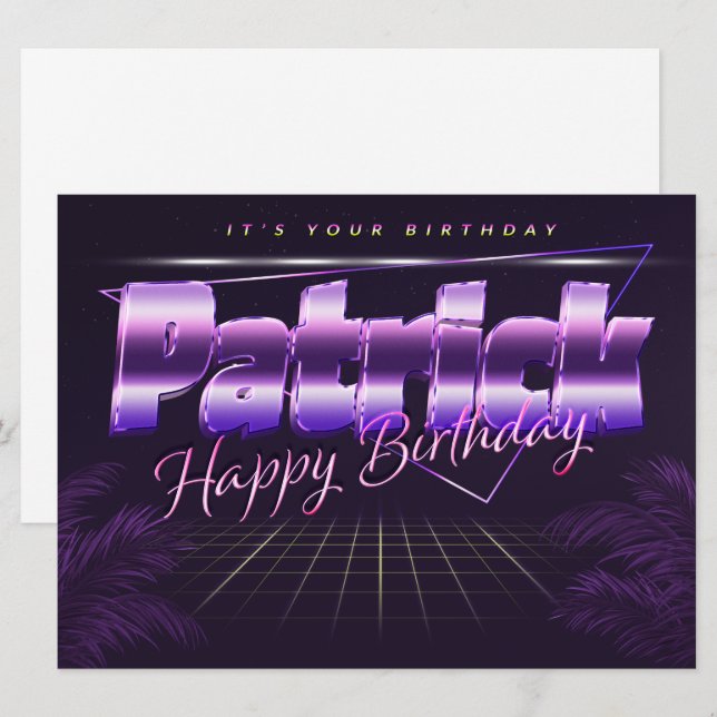 Patrick Name First name lila retro card Birthday (Front/Back)
