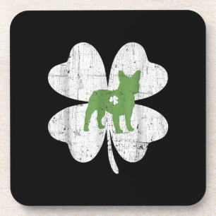 Patricks Day Boston Terrier Dog Lover Shamrock Coaster