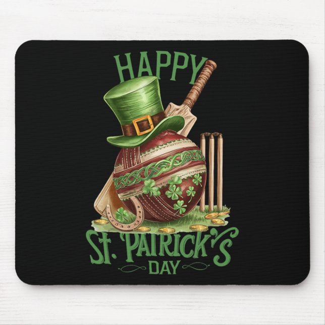 Patrick's Day Costume Cricket Hat Four-leaf Clover Mouse Mat (Front)