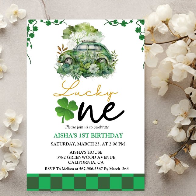 Patrick's Day First Birthday Party Lucky One Party Invitation (Creator Uploaded)